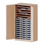 Bastelschrank, 5 OH, 2-türiger Schrank mit 30 flachen Boxen, B/H/T 104,5x190x60cm 